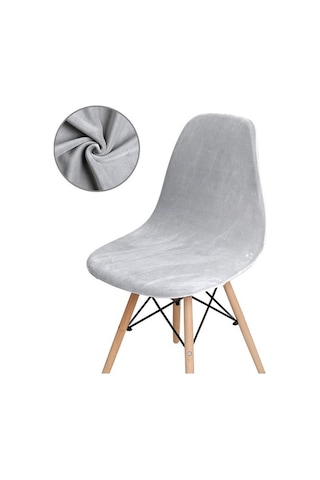 1 /2 /4 /6 Parça Kadife Düz Sandalye Kılıfları Kolsuz Kabuk Sandalye Kılıfı Düğün Yemek Odası Ofis Ziyafet Otel Gri