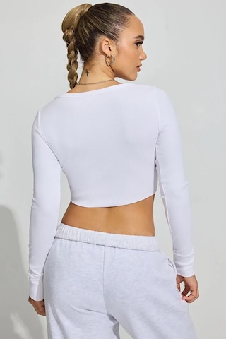 Madmext Beyaz Uzun Kollu Düğmeli Kaşkorse Crop Hırka Mg2193 Beyaz