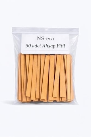 50 Adet Ahşap Fitil - 15 Cm Uzunluk, 1.5 Cm Genişlik, Mum Yapımı İçin Doğal Ahşap Fitil Seti 000 Açık Krem