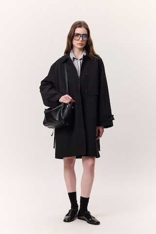 Bel Ayarlamalı Hafif Trençkot Siyah Siyah