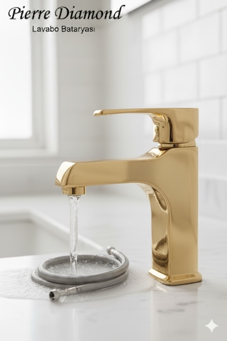 590-1 Lavabo Bataryası Lüks Ağır Tip Sabit Banyo Lavabo Musluğu Siyah Beyaz Gold Krom Gold