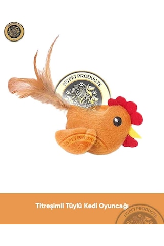 Flip Titreşimli Tüylü Kahverengi Kedi Oyuncağı Kuş
