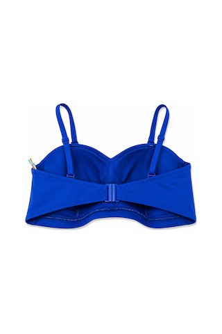Büyük Beden Straplez Ayarlanabilir İnce Askılı Desenli Kadın Bikini Üst Saks