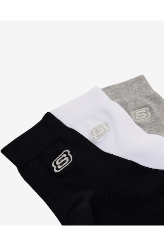 Skechers 3'lü Paket Shiny Logo Bilek Üstü Çorap Kadın Siyah-beyaz-gri Çorap S2520319-3474 Çok Renkli
