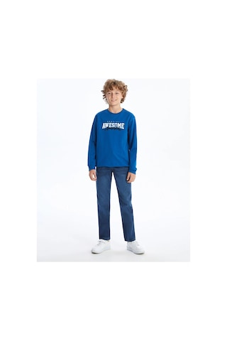 LC Waikiki Bisiklet Yaka Erkek Çocuk Sweatshirt Koyu Mavi