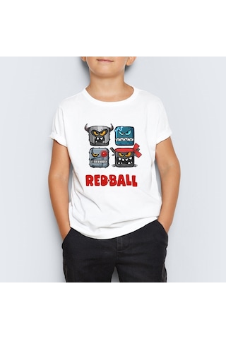 Red Ball 4 Crazy Kırmızı Top Redball Çocuk Tişört Mr-02 Beyaz