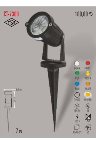 Cata CT-7300 Led Işıklı Kazıklı Dış Mekan Bahçe Armatürü