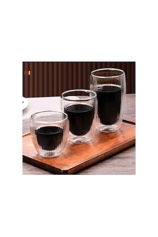 Çift Cidarlı Cam, Kahve, Latte, Espresso, Meşrubat, Su Bardağı, 250 Ml, Su Bardak, 1 Adet, 12321 Açık Kırmızı