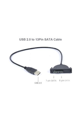 Usb 2.0-sata 7+6 Pın Kablo Cd/dvd-rom Tahrik Kablosu Optik Sürücü Adaptör Veri Aktarma Kablosu Pc İle Uyumlu