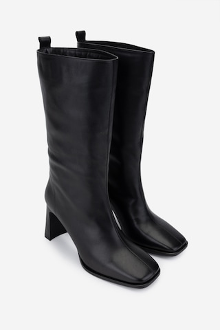 Valmenti Kadın . Siyah Deri Topuklu Çizme 1055 2873 Bn Czm Sk24-25 Sıyah Dr Siyah Deri