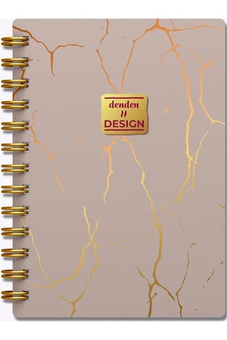 Denden Mermer Bej 17x24 Çizgili Defter Bej