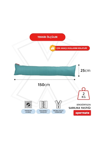 Xpermate Sarılma Yastığı Bacak Arası Yastığı Silindir 150cm Mavi