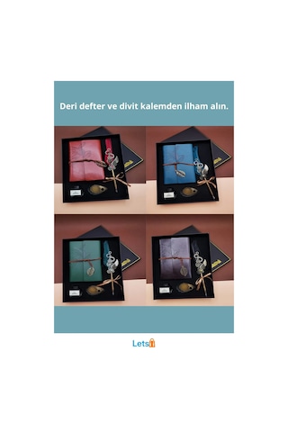 Kaliteli Deri Mürekkepli Günlük Defter Ve Divit Kalem Seti Çok Renkli