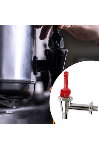 Homyl Kahve Sıcak İçecek Musluğu Paslanmaz Su Sebili Kova Cam Kırmızı