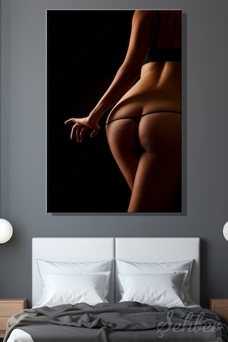 Tangalı Kadın Model Estetik Renkli Fotoğrafı Dikey Kanvas Tablo Tekli Ev Kafe Ofis 3271