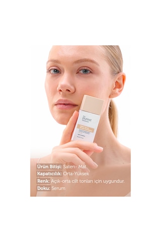 The Purest Solutions Sebum Dengeleyici & Matlaştırıcı Serum Fondöten SPF 50+, 30 ml – Açık / Orta Ton