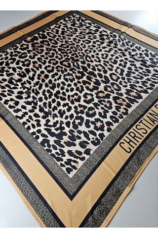 Miorel Scarfs Leopar Desen Vual İpek Eşarp Silk Scarfs Hijab Şal Aksesuar Fular Gri