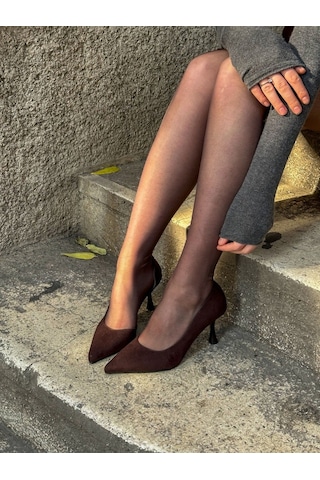 Ervanın Butiği Kahve Süet Vary Topuklu Kadın Stiletto-5985