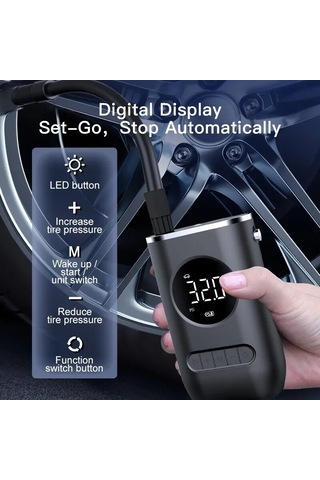 Dinosaurs Yeni Mini Araba Hava Pompası Taşınabilir Mini Kendinden Tahrikli Elektrikli Lastik Pompası El Kablosuz Dijital Ekran Şarj Pompası