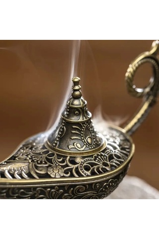 Tütsülük Osmanlı Tarzı Nostaljik Metal Döküm Buhurdanlık Dekoratif Sihirli Lamba Tasarımlı Tütsülük