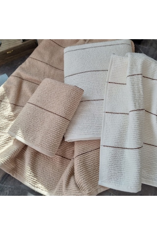 Sahara 50 x 85 ve 70 x140 CM 4'lü Banyo Havlu Set Bej - Krem
