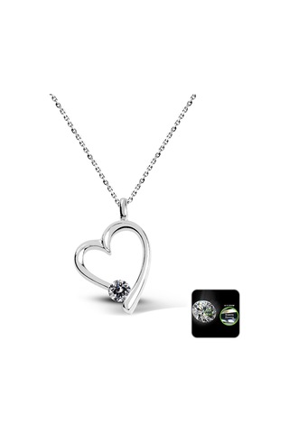 Kuyumcudukkani 4mm Zirconia Taşlı"kalp"kolye - 32112-w-w Beyaz