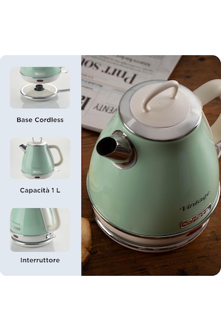 Ariete Vintage Elektrikli Su Isıtıcı 1 Litre Yeşil 2868/04 - Pasl