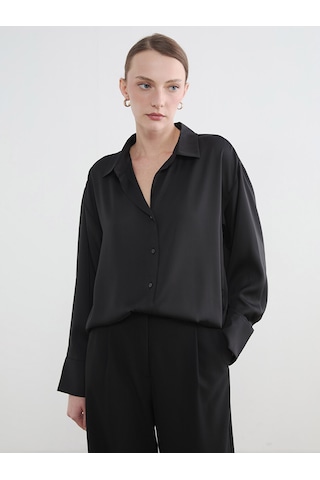 Lcw Studıo Siyah Regular Fit Kadın Gömlek