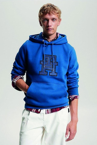 Tommy Hilfiger Logo Baskılı Kanguru Cepli Sweat Lacivert