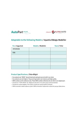 Hyundai, Kia İçin Kapı Kilit Motoru