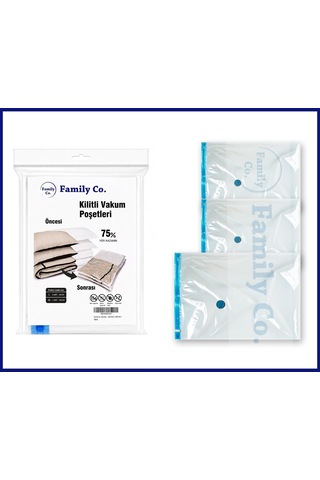 Family Co. Vakumlu Hurç Poşet Setleri 3 Parça 80x100-2, 100x130-1 Diğer