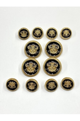 Blazer Ve Trençkot Ceket Düğmesi Takımı 4+8 Set /arma Model - Gold Siyah