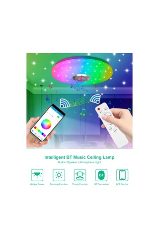 Modern Plafonyer Tavan Lambası Akıllı Bt Bağlantısı Müzik Çalar Kubbe Çok Renkli