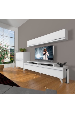 Decoraktiv Ekoflex 6y Mdf Retro Tv Ünitesi Tv Sehpası Beyaz