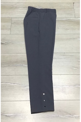 Scuba Yanlardan Cepli Önü Dikişli Paçası Çakmalı Beli Lastikli Büyük Beden Pantolon Gri