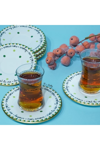 Mon Amour Porselen 6'lı Çay Tabağı Çok Renkli