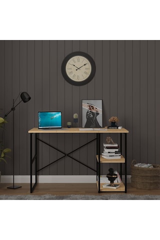 Asra Trend Raflı Metal Çalışma Masası METALÇM01 %100 MDF Bilgisayar Masası Safir Meşe