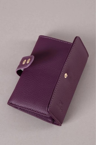 Septwolves Hakiki Deri Gold Detaylı Kadın Kartlık Ve Cüzdan mor
