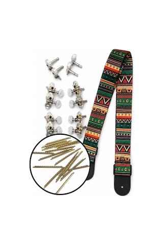Gitar Yedek Parça Seti - Gitar Askılığı - Fret - Alt Eşik - Üst Eşik - 6 Adet Akort Burgu