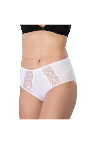 Beyaz Mı Emay 1445 Modal Cotton Yüksekbel Dantelli Külot Beyaz