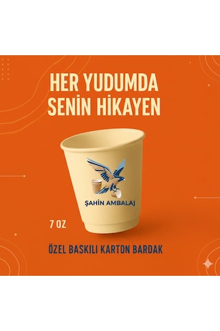 Karton Bardak 7 Oz Kağıt Bardak Özel Baskılı Logolu 3000 Adet
