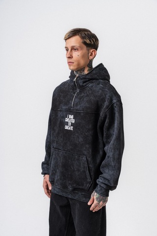 Respire Erkek Create Baskılı Kapüşonlu Oversize Hoodie Siyah