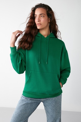 ETHIQUET IDA Basic Oversize Yeşil Sweatshirt