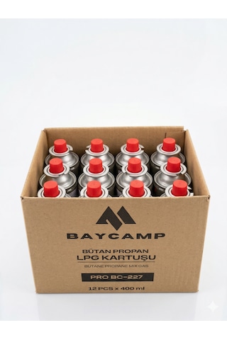 Baycamp 227gr 400 Ml Butan Propan Lpg Kartuş 12 Li Paket Çok Renkli