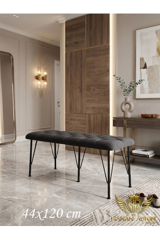 By Hakan Aşkın Metal Ayaklı 120 Cm %100 Mdf Babyface Puf & Bench Tekli Koyu Füme - Koyu Gri