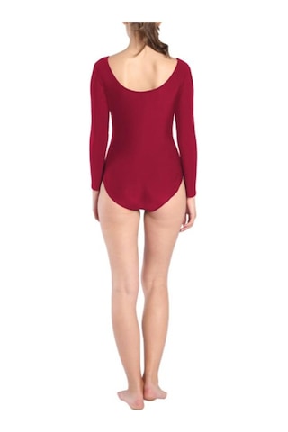 Dolıty Kadın Jimnastik Mayoları Uzun Kollu Dans Atletik Bodysuit Bordo