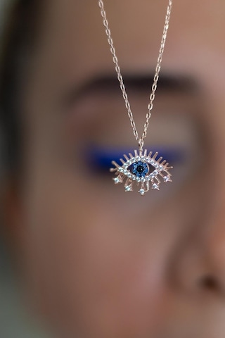 Bybarun Göz Nazar Gümüş Kolye Rose Gold