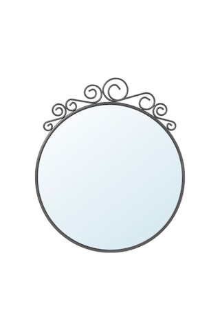 Ekne Yuvarlak Ferforje Ayna 50x60 Cm Siyah Siyah