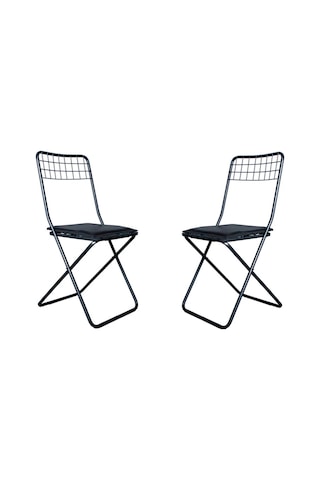 Nr Katlanır Sandalye, Ofis Balkon, Bahçe Katlanır Sandalyesi 2 Adet Siyah