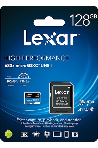 Lexar 633X 128Gb 100Mb-45Mb/S Microsdxc Hafıza Kartı